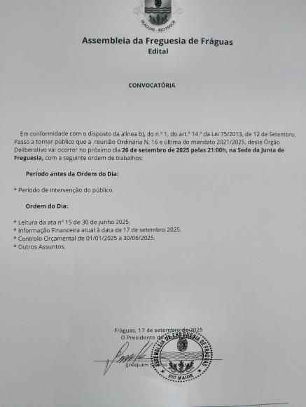 EDITAL ASSEMBLEIA DE FREGUESIA